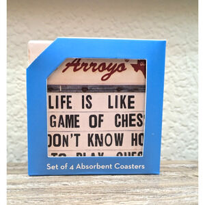 El Arroyo Austin TX Coaster Set of 4 Absorbent Funny Sign NEW Tex Mex Gift